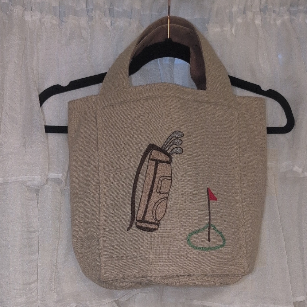 Vintage Craft Yarn Crochet Golf Tote Bag